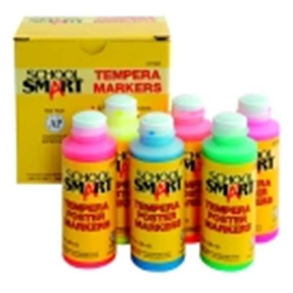 School Smart Non-Toxic Poster Marker Tempera Fluorescent Paint Set - 2 Oz. - Set 6